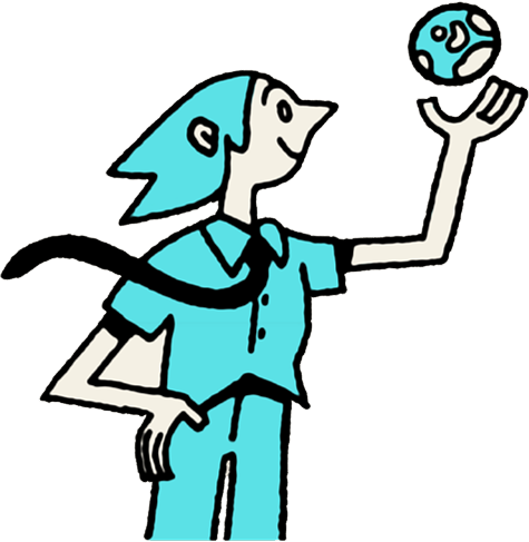 Character Holding Globe
